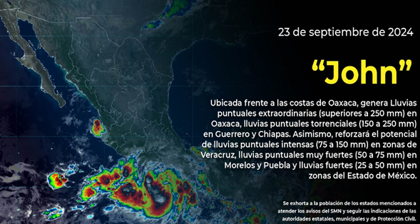 Pronostican lluvias fuertes en el Edomex, por tormenta tropical John