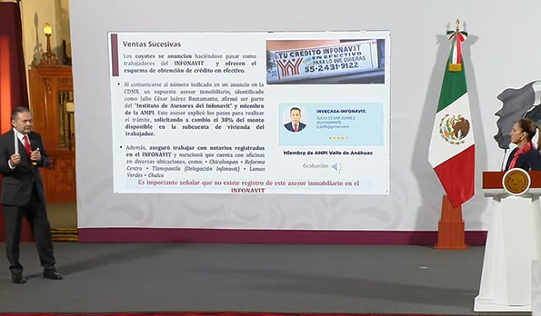 Exhiben en mañanera, “coyotes” del Infonavit en Edomex 