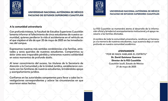 Estudiantes de la FES-Cuautitlán, los 5 muertos en accidente del canal Emisor Poniente