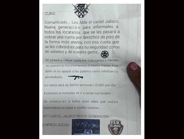 Denuncian presunto cobro de piso del CJNG en Ixtlahuaca