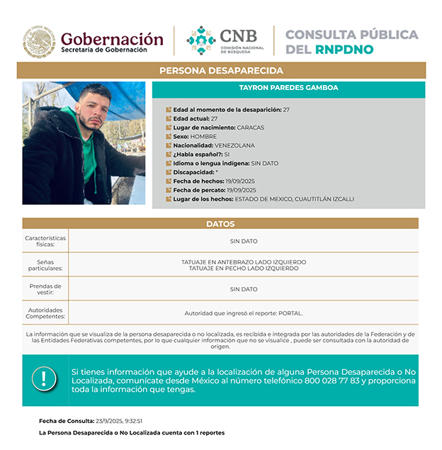 Ahora se busca a “DJ” Venezolano, desaparece en Huehuetoca Edomex