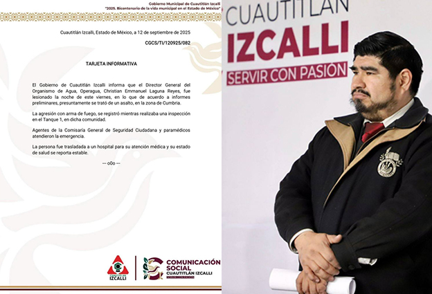 Hieren a director de Operagua en Cuautitlán Izcalli; es el segundo contra otro funcionario del organismo
