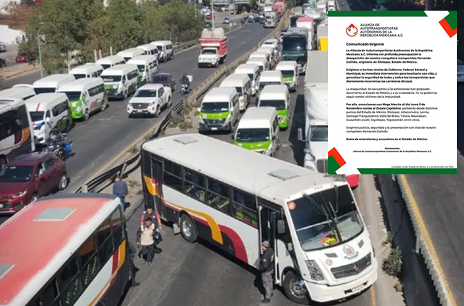 Mega Marcha de la “Triple A” de transportistas, ante inseguridad en Edomex