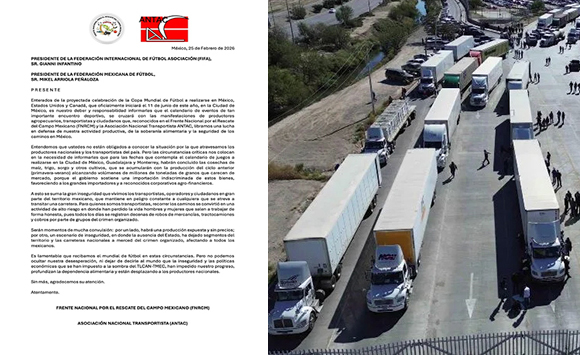 Campesinos y transportistas advierten sobre bloqueos durante el Mundial en México