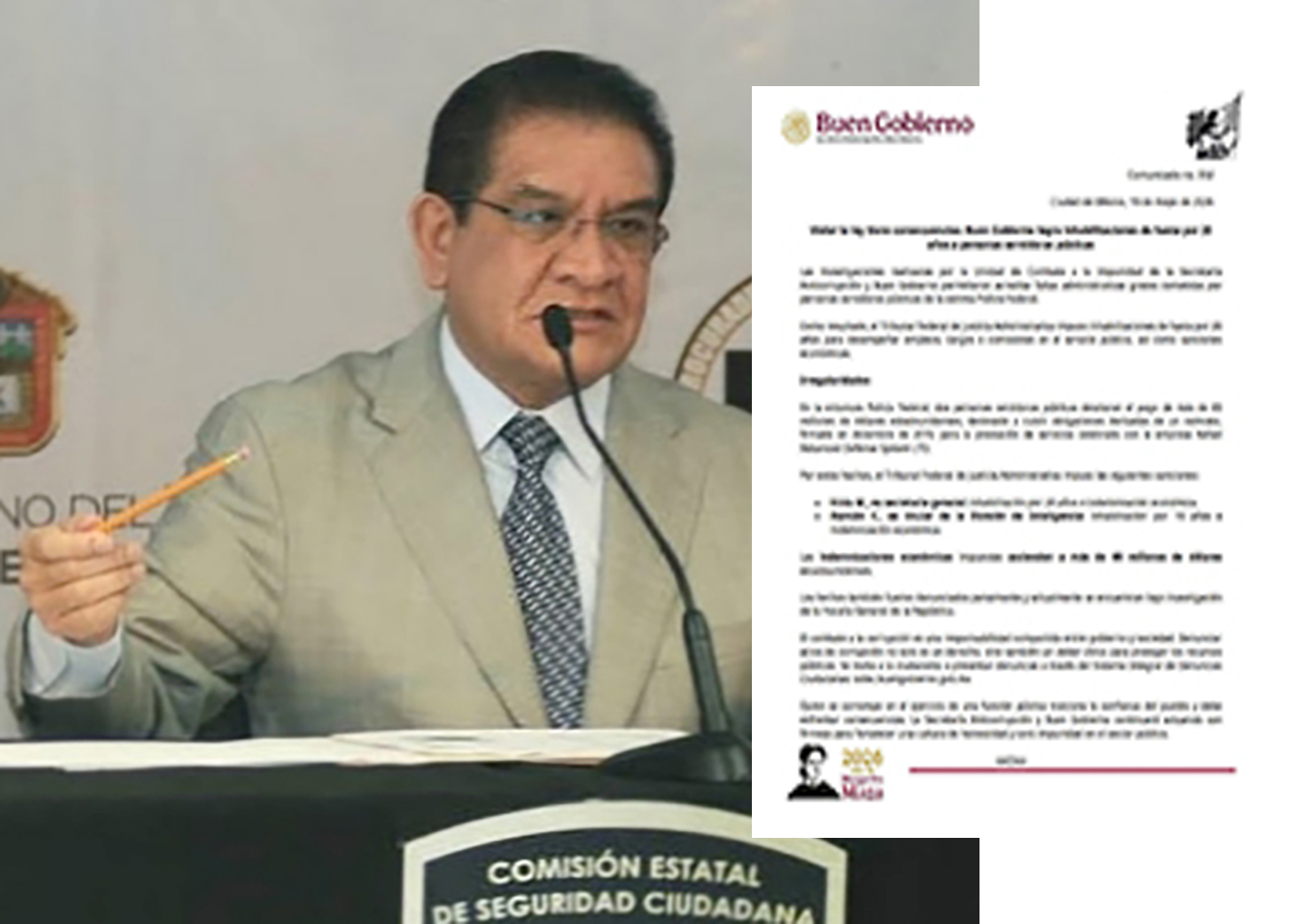 Sanción millonaria e inhabilitación a ex Secretario de Seguridad del Estado de México