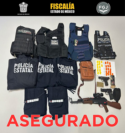 Aseguran narcóticos, armas y equipo táctico en predio de Neza