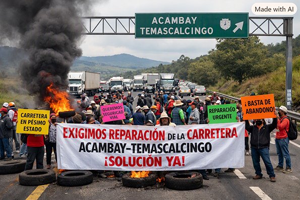 Prevén bloqueos en carreteras de Acambay y Atlacomulco para este lunes